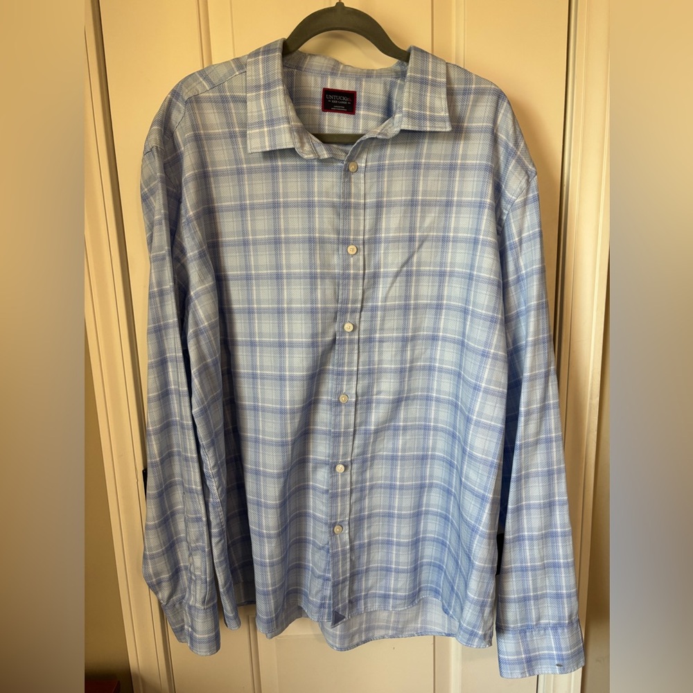 UNTUCKit Men's Light Blue Plaid Shirt